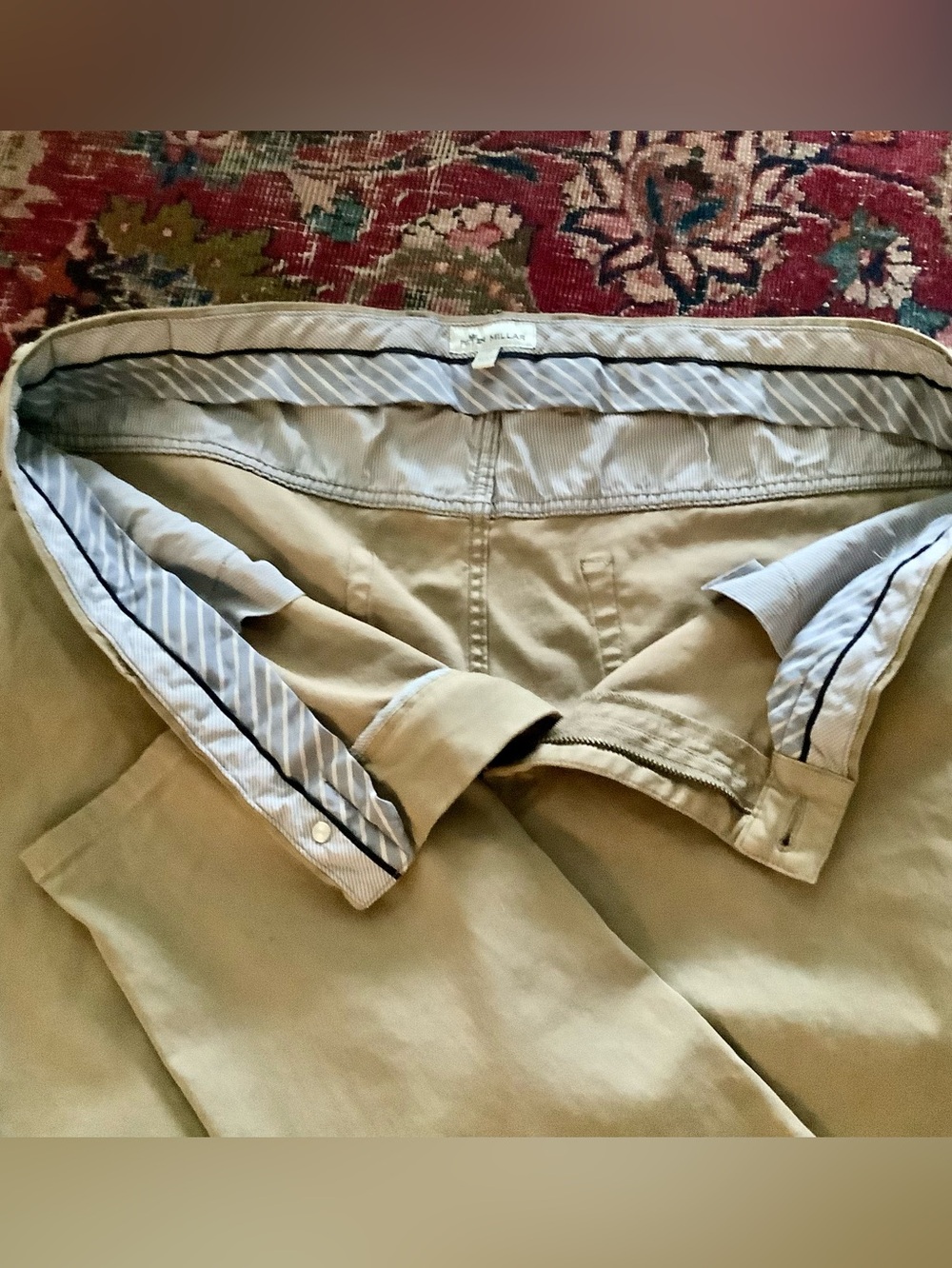 Peter Millar Khaki Chino Pants - Tan 5-Pocket Straight Stretch - Sz 40x30 - Picture 5 of 11